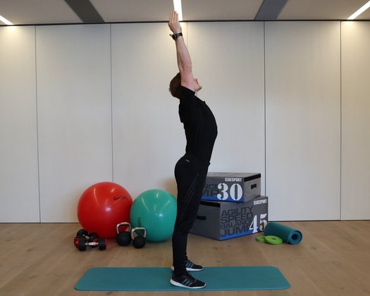 Streckung der Wirbelsäule Strechübung im hauseigenen Gym