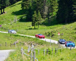Mehrere Autos auf einer Landstraße bei den Cabrio Days 2019 bei einer Incentive Reise 