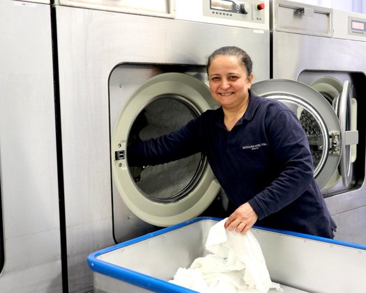 Laundry Shot of an employee of the hotel