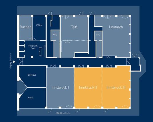 Innsbruck II + III Grundriss vom Tagungsraum Innsbruck 2+3 Meetings und Events