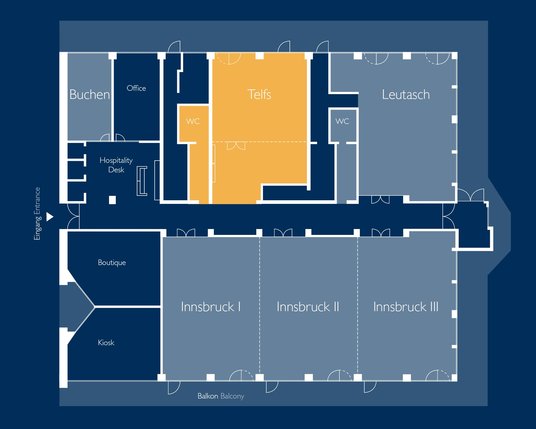 Telfs Grundriss vom Tagungsraum Telfs Meetings und Events