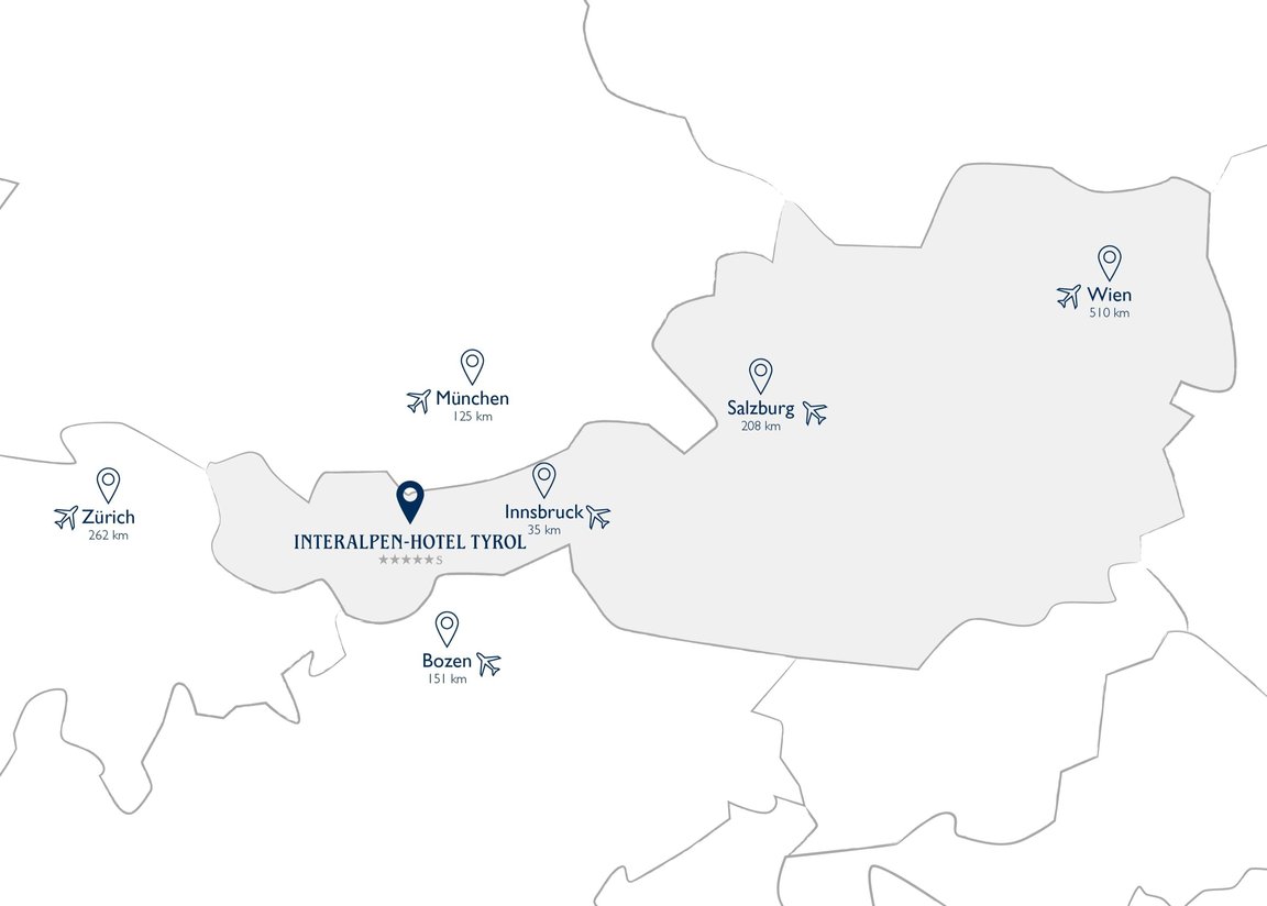 Landkarte Anfahrt zum Hotel Interalpen